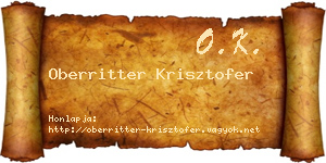 Oberritter Krisztofer névjegykártya